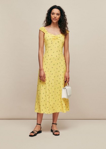 WHISTLES FORGET ME NOT PRINT DRESS / yellow summer dresses - flipped