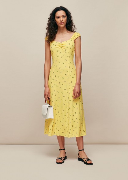 WHISTLES FORGET ME NOT PRINT DRESS / yellow summer dresses