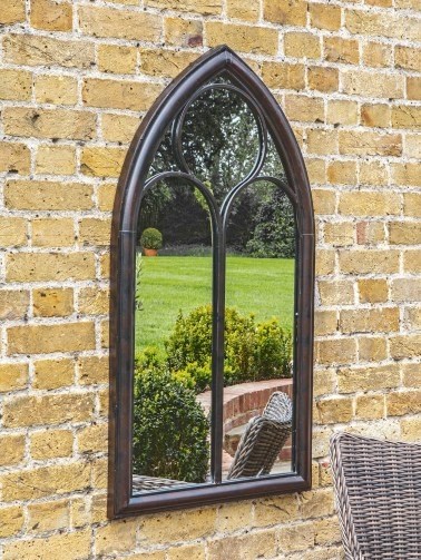 John Lewis – Afur Outdoor Garden Wall Arched Mirror, 112 x 61cm, Antique Noir - flipped