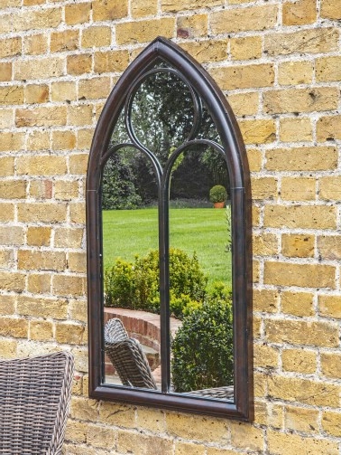 John Lewis – Afur Outdoor Garden Wall Arched Mirror, 112 x 61cm, Antique Noir