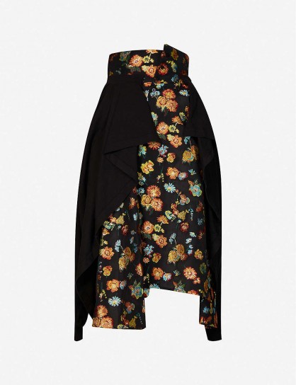 AGANOVICH Floral jacquard-print woven midi skirt ~ panel overlay skirts