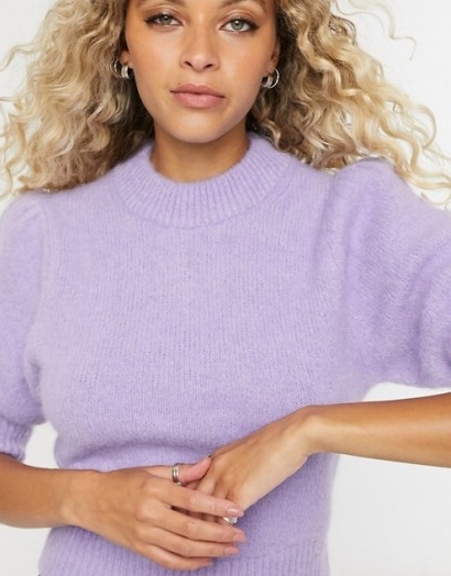& Other Stories fluffy short sleeve jumper in purple | luxurious looking knits