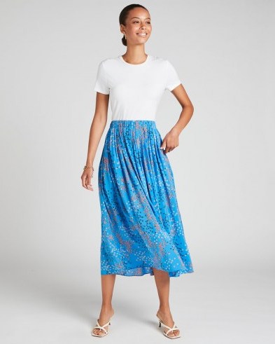 JIGSAW ANIMAL FLORAL PLEATED SKIRT Azure Blue / skirts with swish - flipped