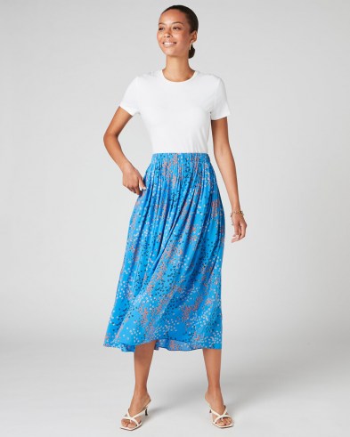 JIGSAW ANIMAL FLORAL PLEATED SKIRT Azure Blue / skirts with swish