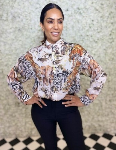 FOREVER UNIQUE Animal Print Button Up Blouse / wild animals / bold printed blouses - flipped