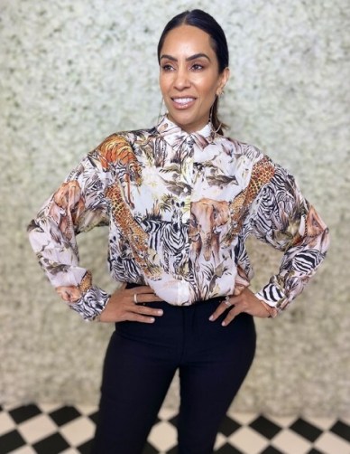 FOREVER UNIQUE Animal Print Button Up Blouse / wild animals / bold printed blouses