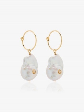 Anni Lu Gold-Plated Baroque Pearl Hoop Earrings / large pearls - flipped