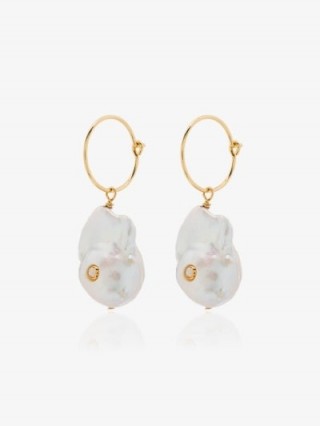 Anni Lu Gold-Plated Baroque Pearl Hoop Earrings / large pearls