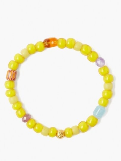 MUSA BY BOBBIE Aquamarine, amethyst & 18kt gold bead bracelet ~ vibrant yellow beaded bracelets ~ summer accessory - flipped