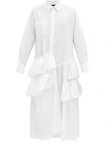 SIMONE ROCHA Asymmetric-ruffled cotton-poplin shirt dress - flipped