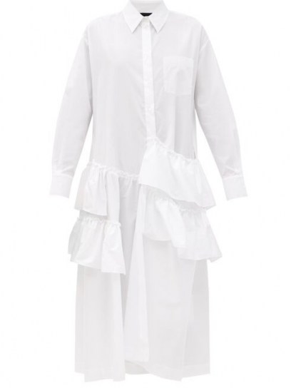 SIMONE ROCHA Asymmetric-ruffled cotton-poplin shirt dress