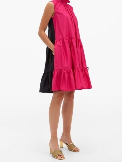 ROKSANDA Athis ruffled cotton-poplin dress ~ fuchsia pink and black tiered dresses - flipped