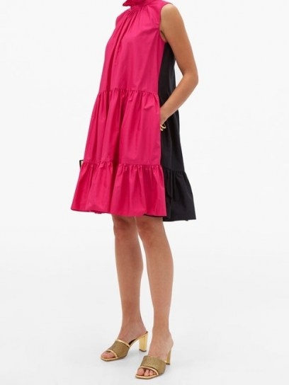 ROKSANDA Athis ruffled cotton-poplin dress ~ fuchsia pink and black tiered dresses