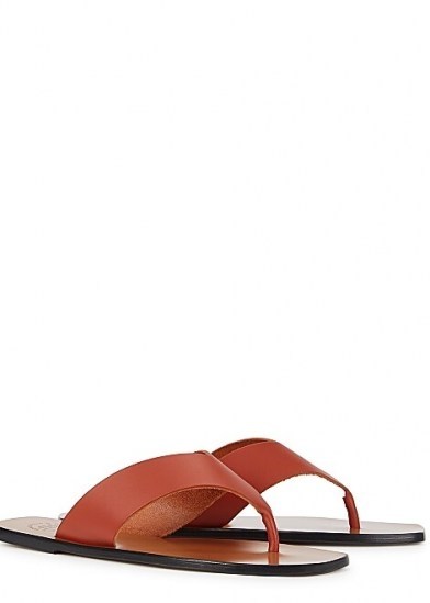 ATP ATELIER Merine brown leather sandals ~ toe post flats - flipped