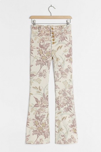 Pilcro High-Rise Bootcut Floral Print Jeans Neutral Motif / printed denim