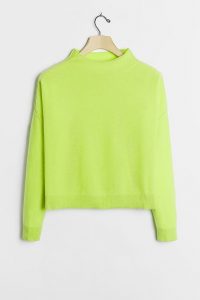 Anthropologie Alani Cashmere Mock Neck Jumper Lime / bright jumpers / vibrant sweater