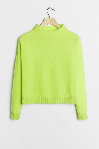 Anthropologie Alani Cashmere Mock Neck Jumper Lime / bright jumpers / vibrant sweater