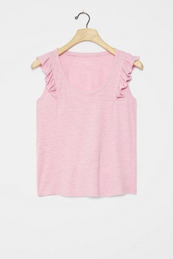 Pilcro Ruffled Tank Top Mauve ~ frilled detail cotton tops - flipped