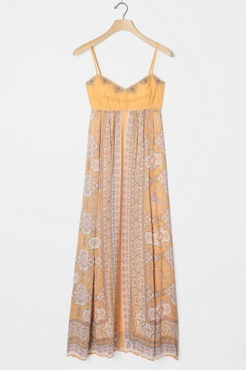 Anthropologie Calida Maxi Dress / strappy orange prinred dresses - flipped