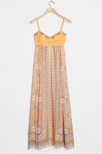 Anthropologie Calida Maxi Dress / strappy orange prinred dresses