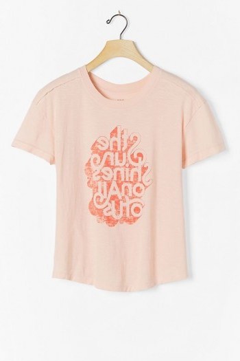 Kenny Coil Sun Shines Graphic Tee / peach coloured slogan T-shirt - flipped