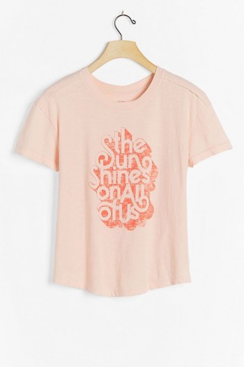 Kenny Coil Sun Shines Graphic Tee / peach coloured slogan T-shirt