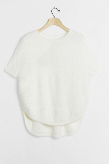 ANTHROPOLOGIE Nymeria Short Sleeve Sweatshirt / curved hem pullover