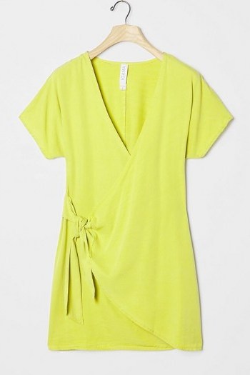 Amadi Miena Mini Dress Chartreuse / bright wrap dresses - flipped