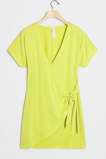 Amadi Miena Mini Dress Chartreuse / bright wrap dresses
