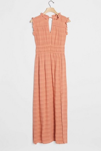 ANTHROPOLOGIE Philipa Maxi Dress / pink shirred waist dresses