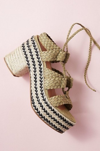 Dina Braided Tie-up Heels ~ chunky summer sandals - flipped