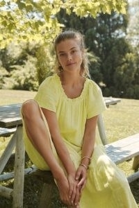 Maeve Selah Maxi Dress Lime ~ effortless summer style ~ beautiful warm weather looks ~ high / low hems