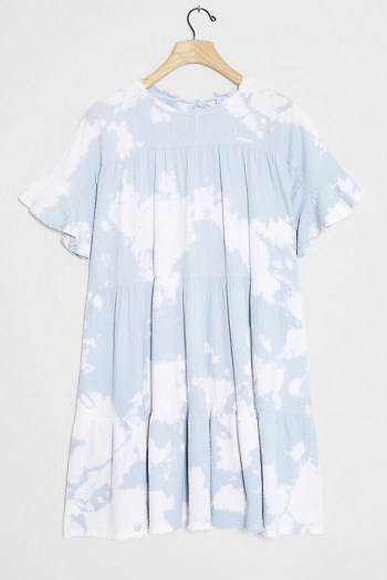 Current Air Luna Tie-Dye Tunic Dress in Sky / blue tiered dresses