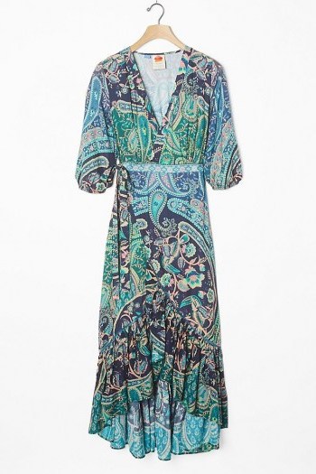 Farm Rio Amorina Wrap Maxi Dress / mixed print dresses / ruffle hemlines - flipped