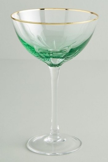 Green champagne glass ~ Set of 4 Vita Coupe Glasses - flipped