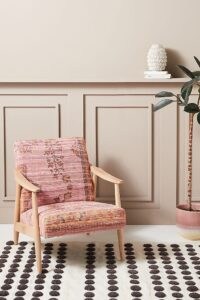 Alaris Rug-Printed Armchair Pink ~ floral rug upholstery ~ wood framed armchairs