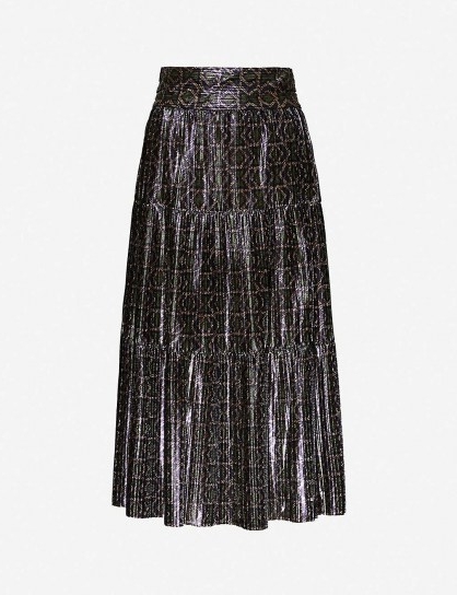 BA&SH Prisca metallic woven midi skirt | pleated skirts