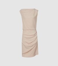 REISS BALI RUCHED BODYCON DRESS NUDE ~ contemporary clothing