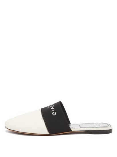 GIVENCHY Bedford logo-print leather slippers | chic designer flats - flipped