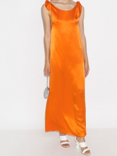 Bernadette draped maxi dress / long orange evening dresses