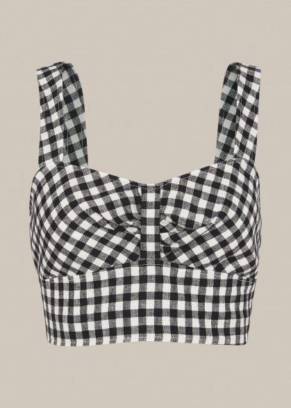 WHISTLES GINGHAM BRALETTE BLACK and WHITE / checked summer bralettes / crop tops - flipped