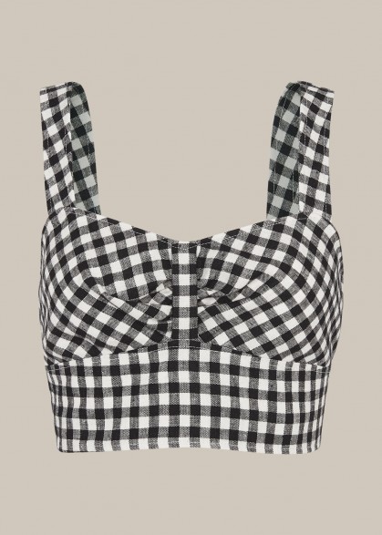 WHISTLES GINGHAM BRALETTE BLACK and WHITE / checked summer bralettes / crop tops