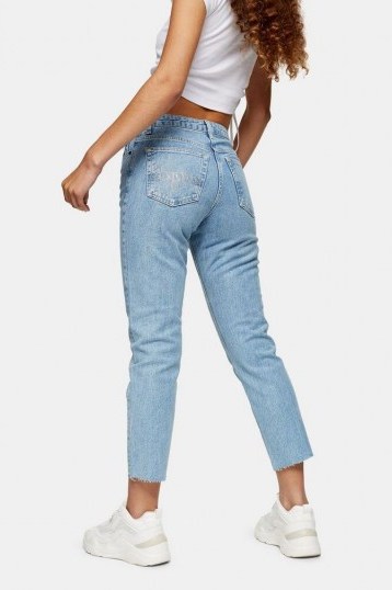 Topshop Bleach Angel Straight Tapered Jeans | embroidered slogans - flipped