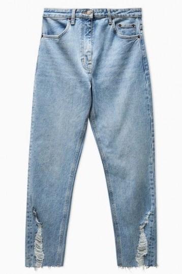 Topshop Bleach Ripped Hem Straight Jeans | distressed | high rise waist - flipped