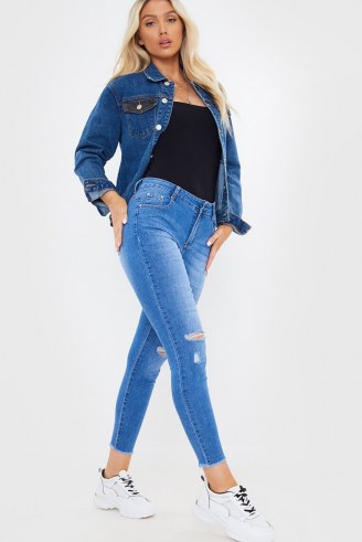 In The Style BLUE RIPPED SKINNY JEANS | high waist skinnies