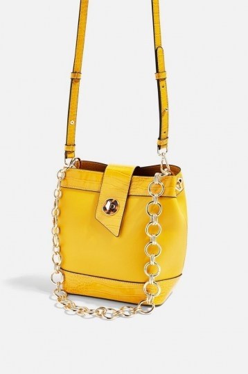 Topshop BOSTON Yellow Bucket Bag ~ chain strap bags - flipped