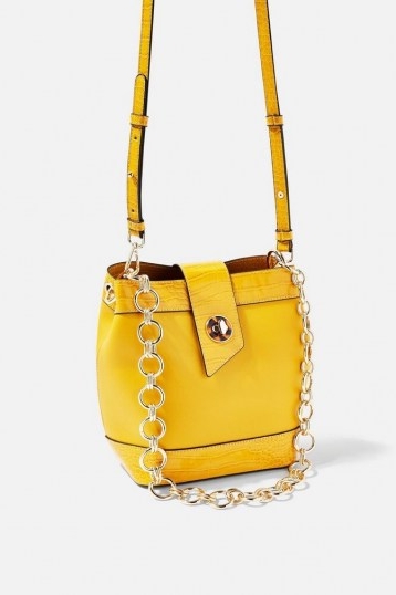 Topshop BOSTON Yellow Bucket Bag ~ chain strap bags