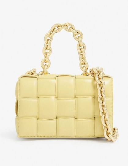 BOTTEGA VENETA Cassette padded leather bag in corn gold / luxe chain strap handbags - flipped