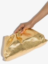 Bottega Veneta The Pouch textured clutch / gold-leather event bag