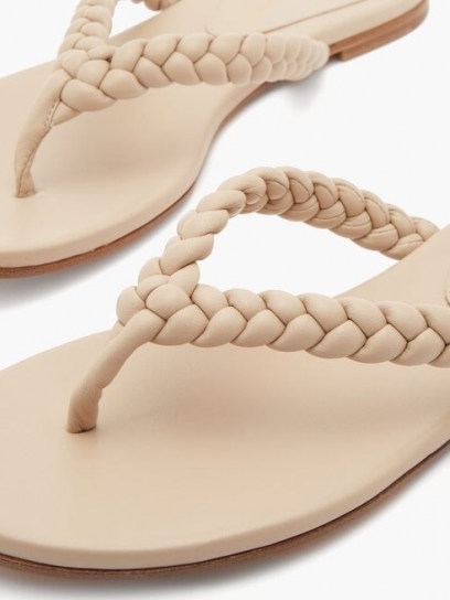 GIANVITO ROSSI Braided leather flip flops ~ beige thonged sandal